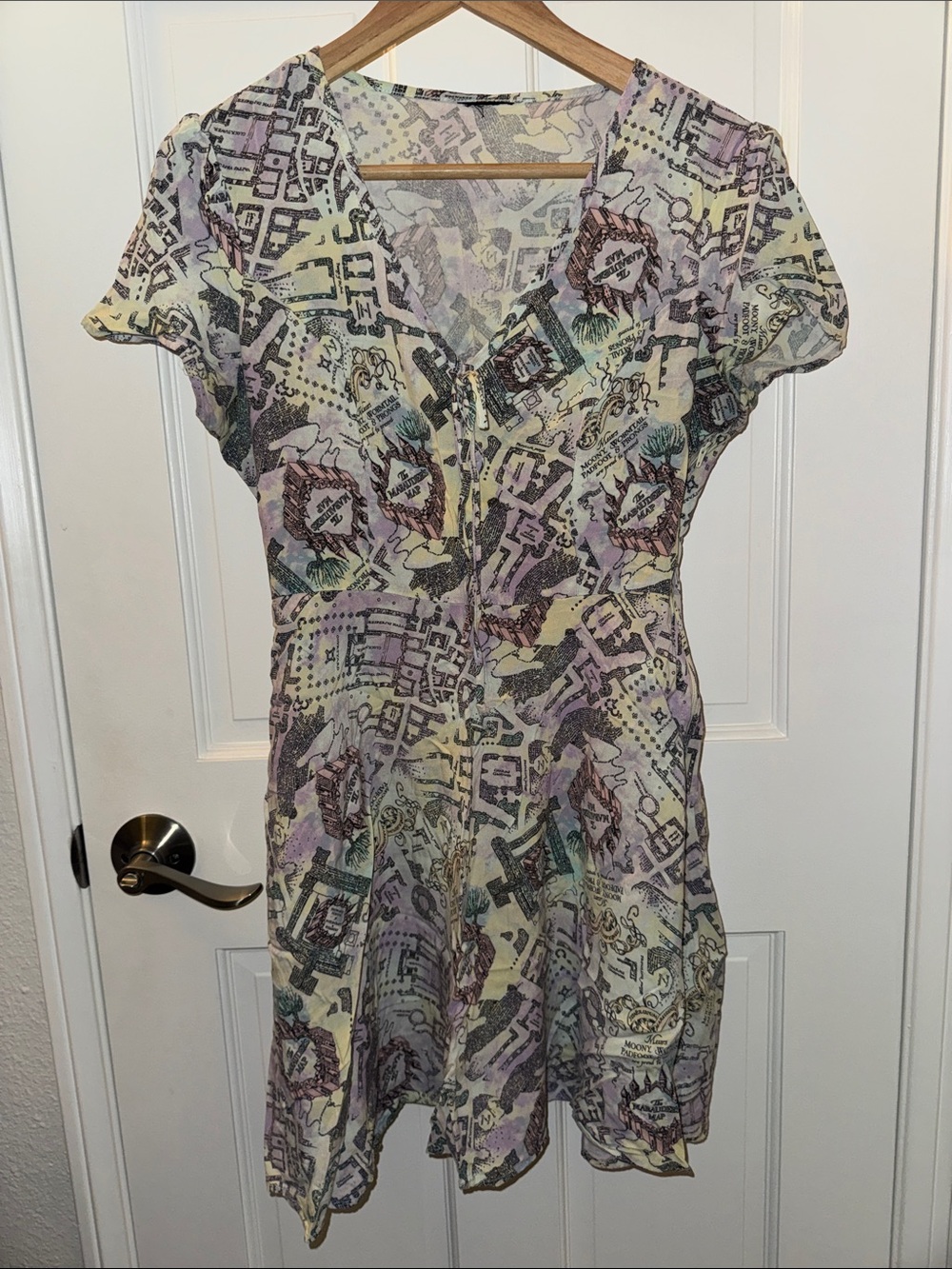 Harry Potter Watercolor Marauder's Map Babydoll Dress  size junior L